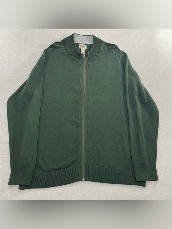 L.L. Bean Other - LL Bean Cardigan Sweater Mens Sz XL Reg Full Zip Mock Neck 100% Cotton Ribbed